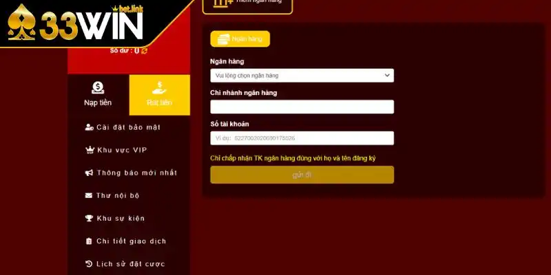 Điều kiện để rút tiền 33WIN